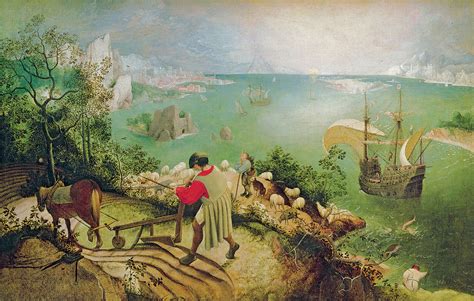 Oil Paintings related news. Landscape with the Fall of Icarus c. 1558 - Pieter the Elder Bruegel - WikiGallery.org, the largest gallery in the world: wikigallery - the largest virtaul gallery in the world with more than 150,000 on display. Always open and always free!